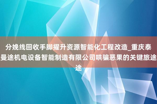 分娩线回收手脚擢升资源智能化工程改造_重庆泰曼途机电设备智能制造有限公司哄骗恶果的关键旅途